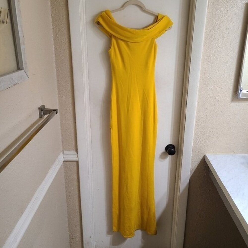 Lovers + Friends Marigold One Shoulder Maxi High Split Dress Size XS NWT - Picture 4 of 8